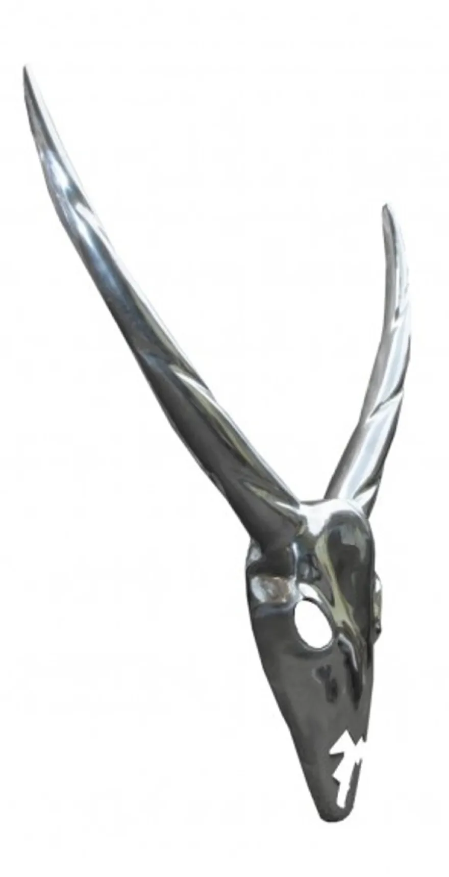 Casa Padrino Designer Antilope Deko Geweih aus poliertem Aluminium Silber H 75 cm, B 67 cm