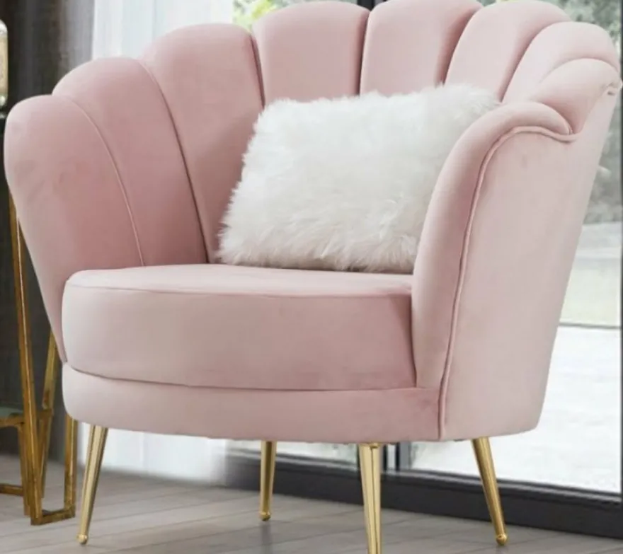 Casa Padrino Designer Art Deco Wohnzimmer Set Creme / Rosa / Gold - 2 Sofas & 2 Sessel - Wohnzimmer Möbel - Art Deco Möbel