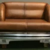 Casa Padrino Designer Autosofa Cognacfarben / Weiß / Silber 158 x 70 x H. 83 cm - Wohnzimmer Sofa im Auto Design - Wohnzimmer Auto Möbel
