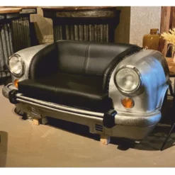 Casa Padrino Designer Autosofa Silber / Schwarz 158 cm - Wohnzimmer Auto Möbel