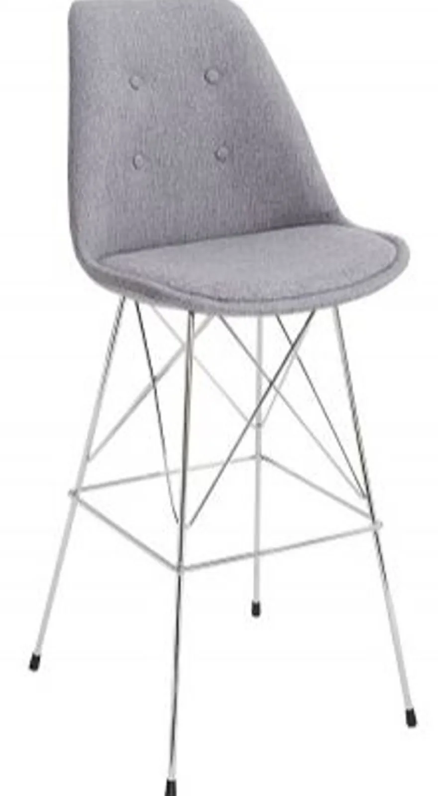 Casa Padrino Designer Barstuhl Retro Grau 49 x 50 x H. 119 cm - Barhocker mit Rückenlehne