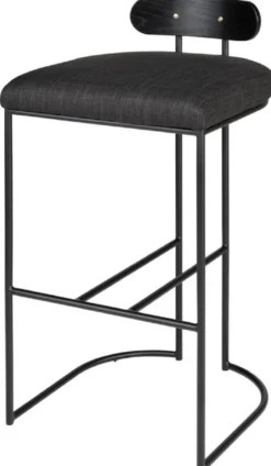 Casa Padrino Designer Barstuhl Schwarz 46 x 46 x H. 92 cm - Moderner Barhocker mit pulverbeschichtetem Stahl - Luxus Barmöbel