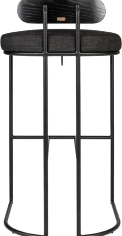 Casa Padrino Designer Barstuhl Schwarz 46 x 46 x H. 92 cm - Moderner Barhocker mit pulverbeschichtetem Stahl - Luxus Barmöbel