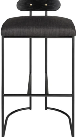 Casa Padrino Designer Barstuhl Schwarz 46 x 46 x H. 92 cm - Moderner Barhocker mit pulverbeschichtetem Stahl - Luxus Barmöbel
