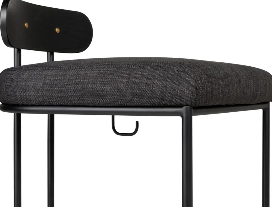 Casa Padrino Designer Barstuhl Schwarz 46 x 46 x H. 92 cm - Moderner Barhocker mit pulverbeschichtetem Stahl - Luxus Barmöbel
