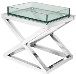 Casa Padrino Designer Beistelltisch Silber 61 x 48 x H. 58,5 cm - Luxus Hotel Möbel