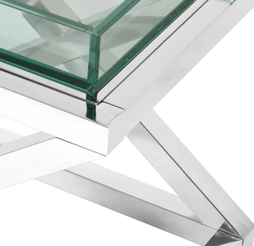 Casa Padrino Designer Beistelltisch Silber 61 x 48 x H. 58,5 cm - Luxus Hotel Möbel