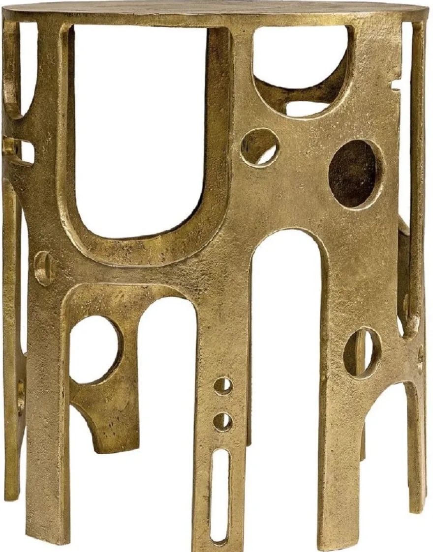 Casa Padrino Designer Beistelltisch Bronze Ø 50 x H. 60 cm - Runder Aluminium Tisch - Wohnzimmer Möbel - Luxus Möbel - Designer Möbel - Luxus Einrichtung - Designer Einrichtung