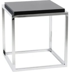 Casa Padrino Designer Beistelltisch in Schwarz und Chrom, quadratisch 42 x 42 x 44 cm