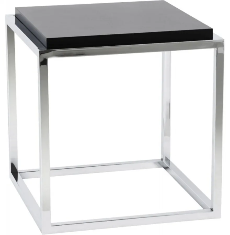 Casa Padrino Designer Beistelltisch in Schwarz und Chrom, quadratisch 42 x 42 x 44 cm