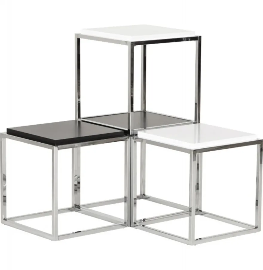 Casa Padrino Designer Beistelltisch in Schwarz und Chrom, quadratisch 42 x 42 x 44 cm