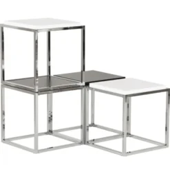 Casa Padrino Designer Beistelltisch in Schwarz und Chrom, quadratisch 42 x 42 x 44 cm