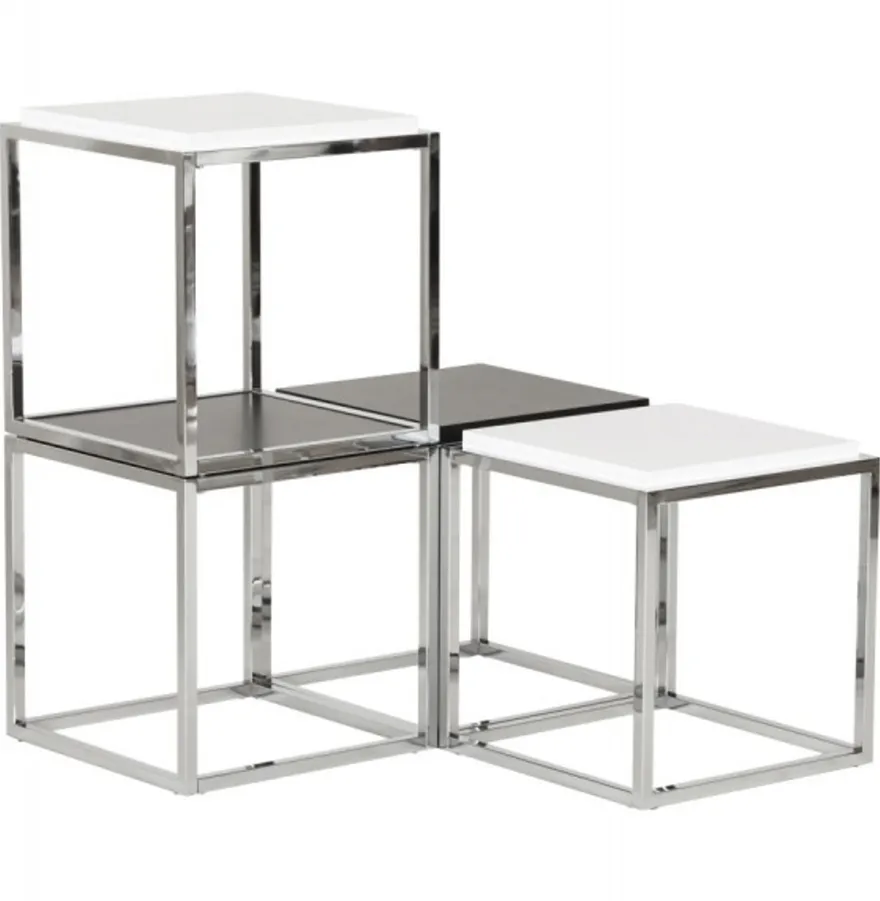 Casa Padrino Designer Beistelltisch in Schwarz und Chrom, quadratisch 42 x 42 x 44 cm