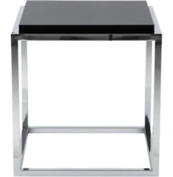 Casa Padrino Designer Beistelltisch in Schwarz und Chrom, quadratisch 42 x 42 x 44 cm
