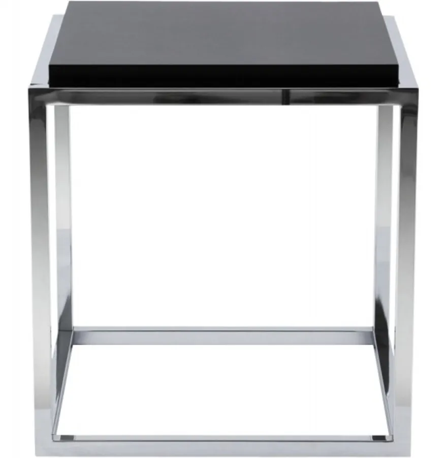 Casa Padrino Designer Beistelltisch in Schwarz und Chrom, quadratisch 42 x 42 x 44 cm