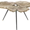Casa Padrino Designer Beistelltisch Vintage Messingfarben / Schwarz / Gold 75 x 64 x H. 38,5 cm - Aluminium Tisch im Ginkgoblätter Design - Luxus Qualität