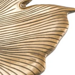 Casa Padrino Designer Beistelltisch Vintage Messingfarben / Schwarz / Gold 75 x 64 x H. 38,5 cm - Aluminium Tisch im Ginkgoblätter Design - Luxus Qualität