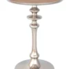 Casa Padrino Designer Beistelltisch Silber / Braun Ø 40 x H. 58 cm - Luxus Wohnzimmermöbel