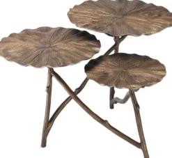 Casa Padrino Designer Beistelltisch Antik Messing 76 x 62 x H. 47 cm - Aluminium Tisch mit 3 Tischplatten - Luxus Wohnzimmer Möbel