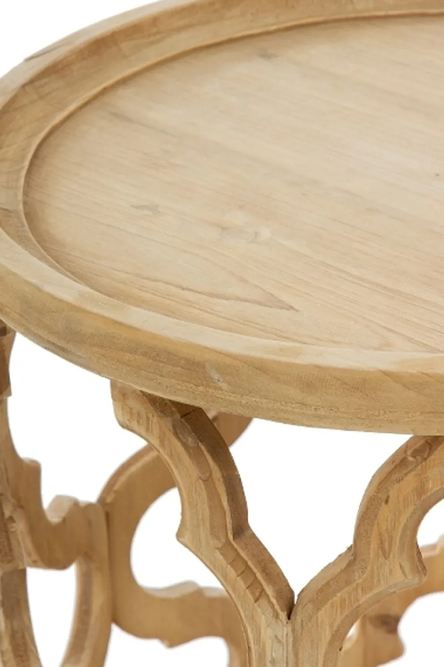 Casa Padrino Designer Beistelltisch Naturfarben Ø 40 x H. 54 cm - Moderner Runder Holztisch