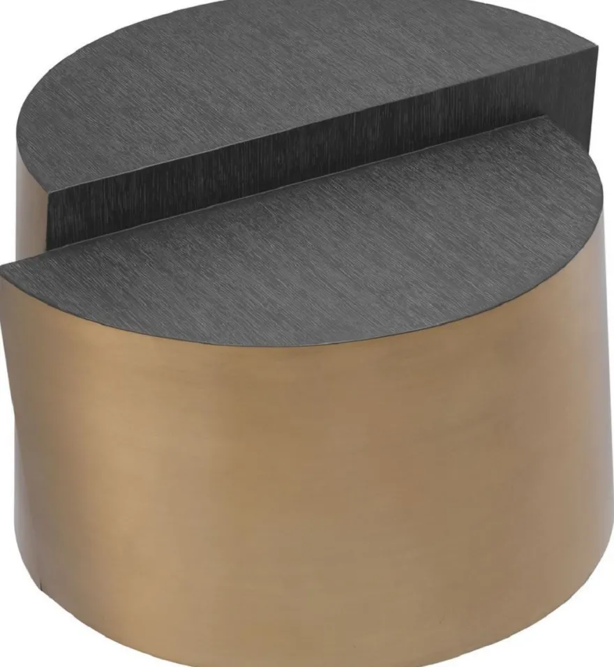 Casa Padrino Designer Beistelltisch Anthrazitgrau / Messingfarben Ø 60 x H. 42,5 cm - Designer Wohnzimmer Möbel - Luxus Qualität