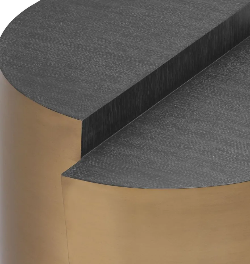 Casa Padrino Designer Beistelltisch Anthrazitgrau / Messingfarben Ø 60 x H. 42,5 cm - Designer Wohnzimmer Möbel - Luxus Qualität