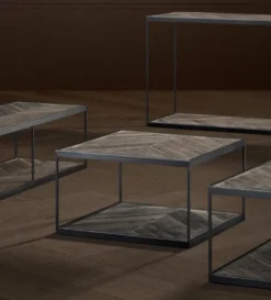 Casa Padrino Designer Beistelltisch aus verzinktem Stahl und verwittertem Eichenholz - Luxus Kollektion