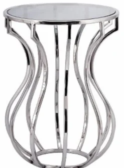 Casa Padrino Designer Beistelltisch Silber / Schwarz Ø 40 x H. 55 cm - Runder Luxus Tisch mit getönter Glasplatte