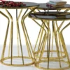 Casa Padrino Designer Beistelltisch Set Gold / Grau - 3 Metall Tische mit Glasplatte - Wohnzimmer Möbel - Luxus Kollektion