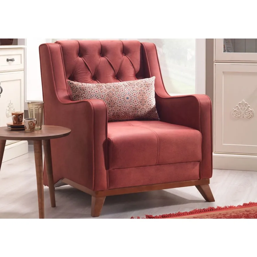 Casa Padrino Designer Bergere Sessel Berlin Ocker-Rot - B 105 x T 105 x H 87 cm