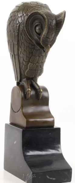 Casa Padrino Designer Bronze Skulptur Eule Bronze / Schwarz 11 x 6,7 x H. 25,3 cm - Luxus Bronzefigur