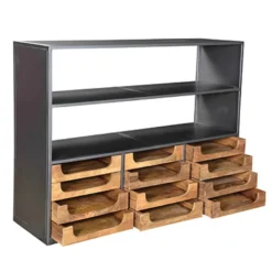 Casa Padrino Designer Buffetschrank mit Schubladen Natur / Graubraun 145 x 46 x 112 cm - Hotel Möbel