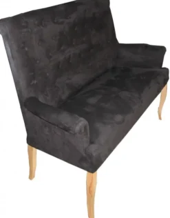 Casa Padrino Designer Chesterfield Sitzbank Sofa Dunkelgrau / Holzfarben 155 x 70 x 108 cm - Retro Salon Barock Möbel