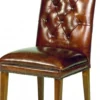 Casa Padrino Designer Chesterfield Esszimmer Stuhl Braun Leder / Braun - Höhe 103 cm / Breite 48 cm / Tiefe 69 cm