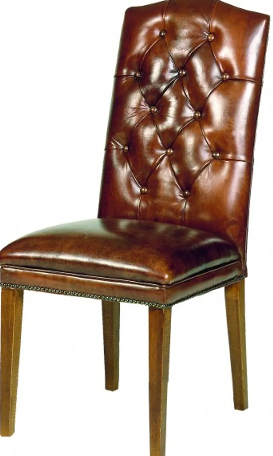 Casa Padrino Designer Chesterfield Esszimmer Stuhl Braun Leder / Braun - Höhe 103 cm / Breite 48 cm / Tiefe 69 cm