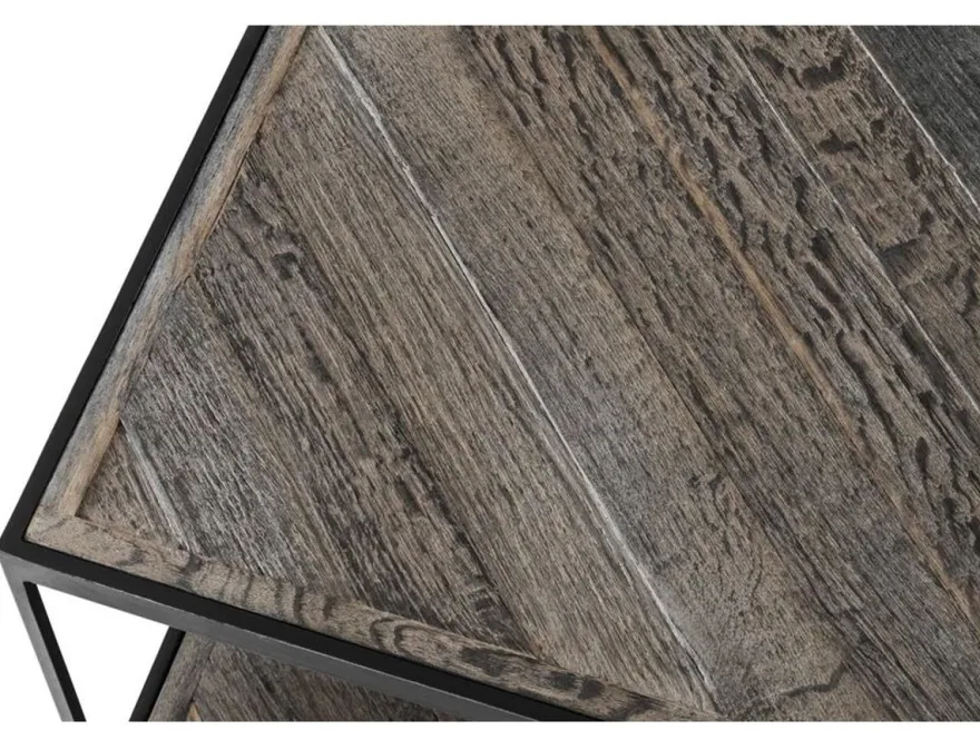 Casa Padrino Designer Couchtisch aus verzinktem Stahl und verwittertem Eichenholz - Luxus Kollektion
