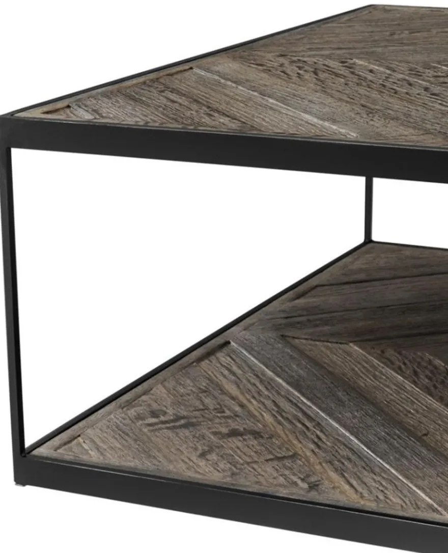 Casa Padrino Designer Couchtisch aus verzinktem Stahl und verwittertem Eichenholz - Luxus Kollektion