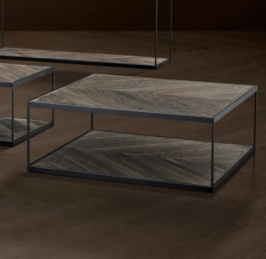Casa Padrino Designer Couchtisch aus verzinktem Stahl und verwittertem Eichenholz - Luxus Kollektion