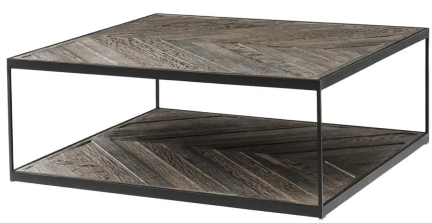 Casa Padrino Designer Couchtisch aus verzinktem Stahl und verwittertem Eichenholz - Luxus Kollektion