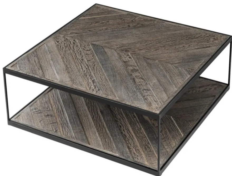 Casa Padrino Designer Couchtisch aus verzinktem Stahl und verwittertem Eichenholz - Luxus Kollektion