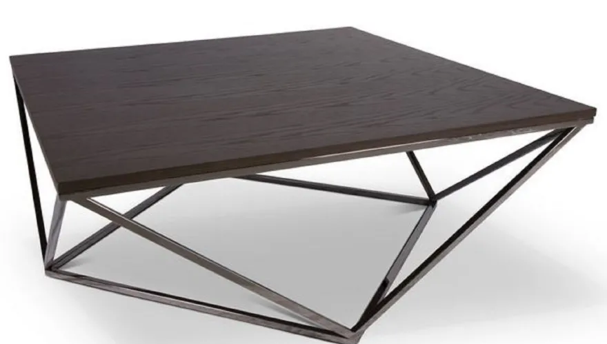 Casa Padrino Designer Couchtisch Dunkelbraun / Silber 100 x 100 x H. 38 cm - Luxus Wohnzimmertisch mit gebeizter Eichenfurnierplatte - Wohnzimmermöbel