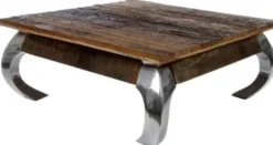 Casa Padrino Designer Couchtisch Braun / Silber 100 x 100 x H. 40 cm - Luxus Wohnzimmermöbel