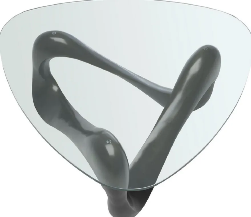 Casa Padrino Designer Couchtisch Bronze 100,5 x 98 x H. 43,5 cm - Wohnzimmertisch mit 3-eckiger Glasplatte - Luxus Möbel