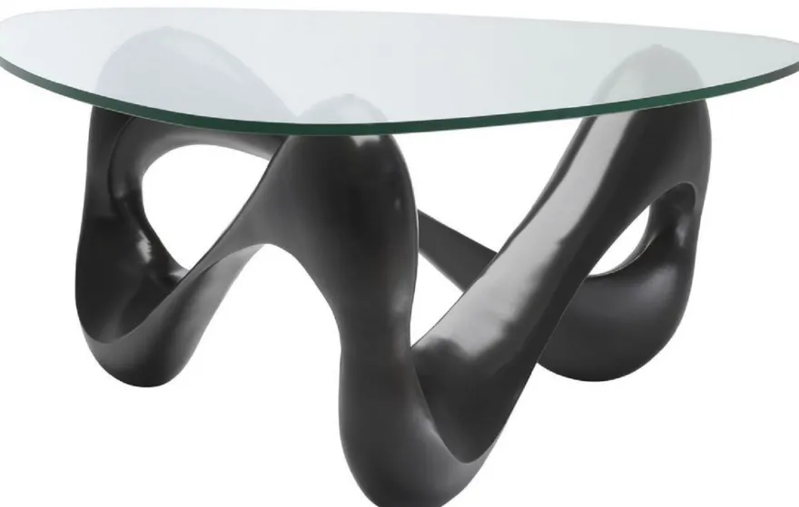 Casa Padrino Designer Couchtisch Bronze 100,5 x 98 x H. 43,5 cm - Wohnzimmertisch mit 3-eckiger Glasplatte - Luxus Möbel