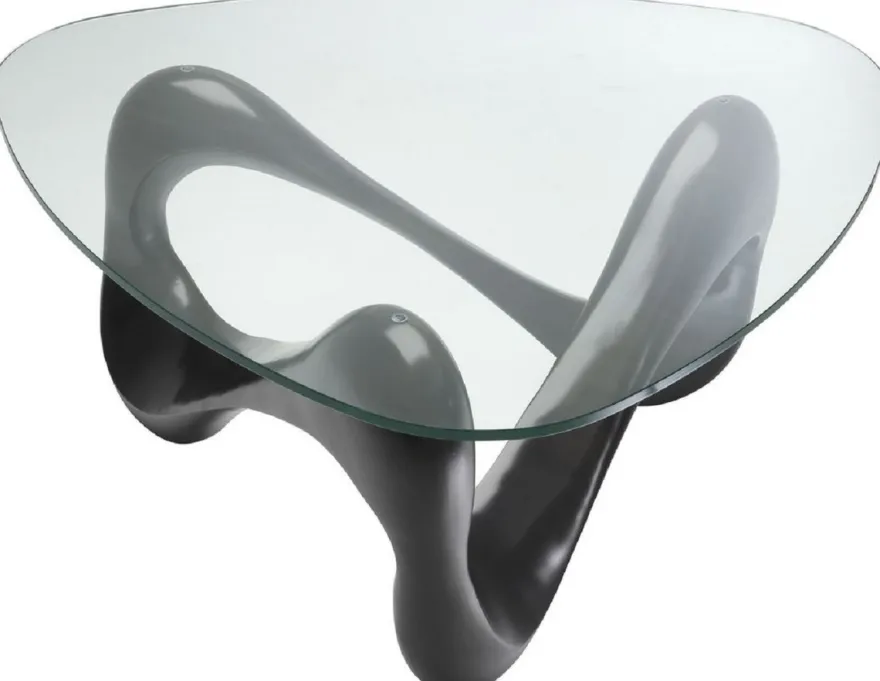 Casa Padrino Designer Couchtisch Bronze 100,5 x 98 x H. 43,5 cm - Wohnzimmertisch mit 3-eckiger Glasplatte - Luxus Möbel