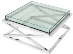 Casa Padrino Designer Couchtisch Silber 100 x 100 x H. 46,5 cm - Luxus Hotel Möbel