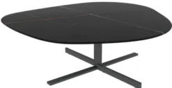Casa Padrino Designer Couchtisch 109 x 100 x H. 37 cm - Verschiedene Farben - Wohnzimmertisch mit edler Glaskeramik Tischplatte in Marmoroptik - Luxus Wohnzimmer Möbel