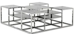 Casa Padrino Designer Couchtisch Silber / Grau 120 x 120 x H. 42 cm - Luxus Wohnzimmermöbel