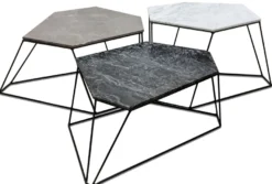 Casa Padrino Designer Couchtisch Set Weiß / Grau / Schwarz mit Muster - Luxus Wohnzimmermöbel