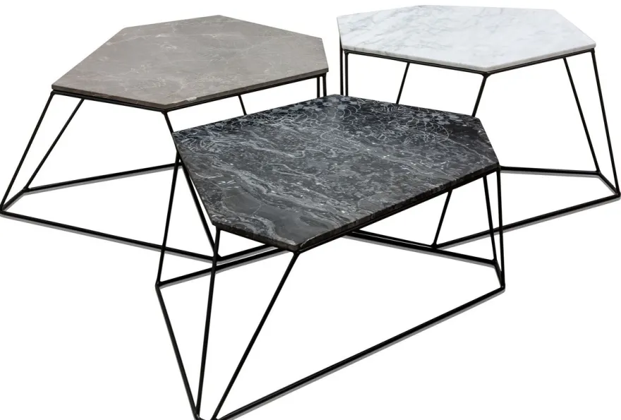 Casa Padrino Designer Couchtisch Set Weiß / Grau / Schwarz mit Muster - Luxus Wohnzimmermöbel